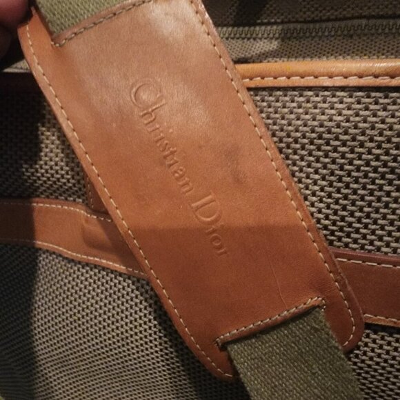 Vtg Christian Dior Canvas Leather Weekender Travel Duffle Bag w/ Strap - Picture 2 of 16